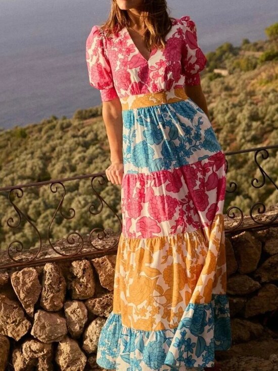 Boden Dresses & Skirts - NWT Boden Bella Puff Sleeve Maxi Dress Multi Blossom Cascade Floral Cotton 8R